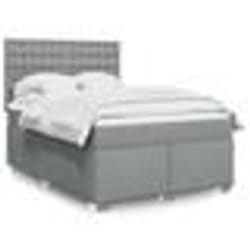 vidaXL Sommier à lattes de lit avec matelas Gris clair 140x200cm Tissu - 140 x 200 cm
