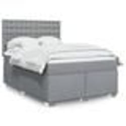 vidaXL Sommier à lattes de lit avec matelas Gris clair 160x200cm Tissu - 160 x 200 cm
