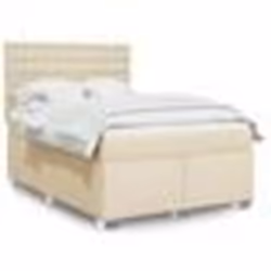 vidaXL Sommier à lattes de lit avec matelas Crème 160x200 cm Tissu - 160 x 200 cm