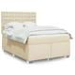 vidaXL Sommier à lattes de lit avec matelas Crème 160x200 cm Tissu - 160 x 200 cm