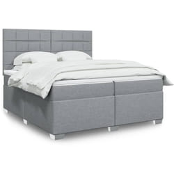 Vidaxl Sommier À Lattes De Lit Avec Matelas Gris Clair 200x200cm Tissu