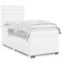 vidaXL Sommier à lattes de lit avec matelas Blanc 90x190 cm Similicuir - 90 x 190 cm