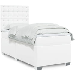 Vidaxl - Sommier À Lattes De Lit Avec Matelas Blanc 90x200 Cm Similicuir