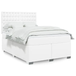 vidaXL Sommier à lattes de lit avec matelas Blanc 160x200cm Similicuir