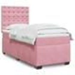 vidaXL Sommier à lattes de lit avec matelas Rose 90x190 cm Velours - 90 x 190 cm