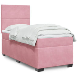 Vidaxl - Sommier À Lattes De Lit Avec Matelas Rose 90x200 Cm Velours