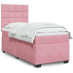 Vidaxl - Sommier À Lattes De Lit Avec Matelas Rose 90x200 Cm Velours