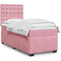 Vidaxl - Sommier À Lattes De Lit Avec Matelas Rose 90x200 Cm Velours