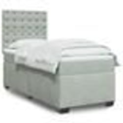 vidaXL Sommier à lattes de lit et matelas Gris clair 100x200cm Velours - 100 x 200 cm
