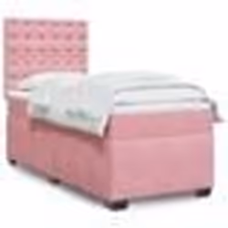 vidaXL Sommier à lattes de lit avec matelas Rose 100x200 cm Velours - 100 x 200 cm