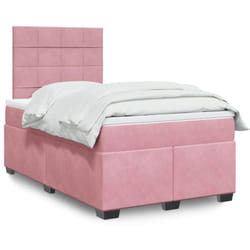 Vidaxl - Sommier À Lattes De Lit Avec Matelas Rose 120x190 Cm Velours
