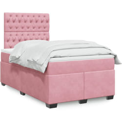 Vidaxl - Sommier À Lattes De Lit Avec Matelas Rose 120x190 Cm Velours