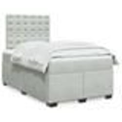 vidaXL Sommier à lattes de lit et matelas gris clair 120x190cm velours - 120 x 190 cm