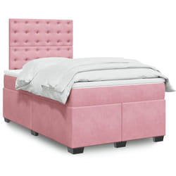 Vidaxl - Sommier À Lattes De Lit Avec Matelas Rose 120x190 Cm Velours
