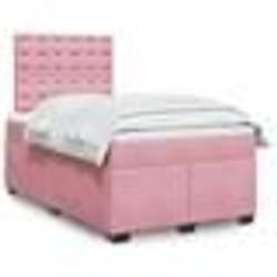 vidaXL Sommier à lattes de lit avec matelas Rose 120x200 cm Velours - 120 x 200 cm