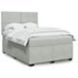 vidaXL Sommier à lattes de lit et matelas Gris clair 140x190cm Velours - 140 x 190 cm