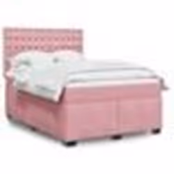 vidaXL Sommier à lattes de lit avec matelas Rose 140x190 cm Velours - 140 x 190 cm