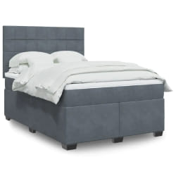 vidaXL Sommier à lattes de lit et matelas Gris foncé 160x200cm Velours