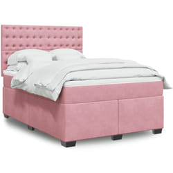 Vidaxl - Sommier À Lattes De Lit Avec Matelas Rose 160x200 Cm Velours