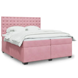 vidaXL Sommier à lattes de lit avec matelas Rose 200x200 cm Velours