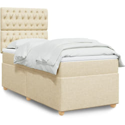 Vidaxl - Sommier À Lattes De Lit Avec Matelas Crème 80x200 Cm Tissu