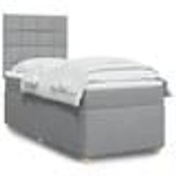 vidaXL Sommier à lattes de lit et matelas Gris clair 90x190 cm Tissu - 90 x 190 cm