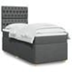 vidaXL Sommier à lattes de lit et matelas Gris foncé 90x190 cm Tissu - 90 x 190 cm