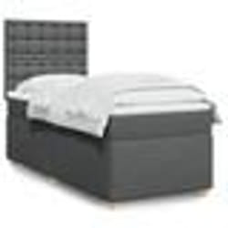 vidaXL Sommier à lattes de lit et matelas Gris foncé 90x190 cm Tissu - 90 x 190 cm