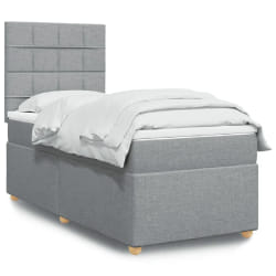 vidaXL Sommier à lattes de lit avec matelas Gris clair 90x200 cm Tissu - 90 x 200 cm