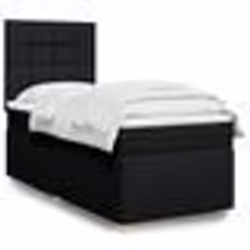 vidaXL Sommier à lattes de lit avec matelas Noir 90x200 cm Tissu - 90 x 200 cm