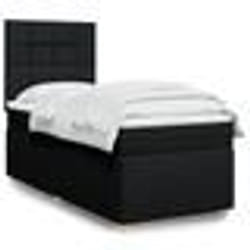 vidaXL Sommier à lattes de lit avec matelas Noir 90x200 cm Tissu - 90 x 200 cm