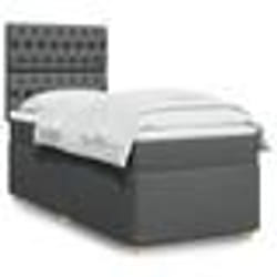 vidaXL Sommier à lattes de lit avec matelas Gris foncé 90x200 cm Tissu - 90 x 200 cm