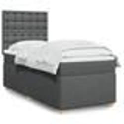 vidaXL Sommier à lattes de lit avec matelas Gris foncé 90x200 cm Tissu - 90 x 200 cm