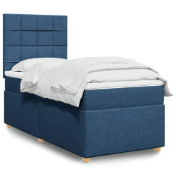 vidaXL Sommier à lattes de lit avec matelas Bleu 100x200 cm Tissu
