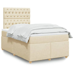 Vidaxl Sommier À Lattes De Lit Avec Matelas Crème 120x190 Cm Tissu