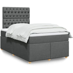 Vidaxl Sommier À Lattes De Lit Avec Matelas Gris Foncé 120x200cm Tissu