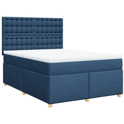 Sommier À Lattes De Lit Avec Matelas Bleu 140x200 Cm Tissu Vidaxl