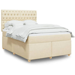 Vidaxl - Sommier À Lattes De Lit Avec Matelas Crème 160x200 Cm Tissu
