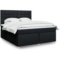 Vidaxl Sommier À Lattes De Lit Avec Matelas Noir 180x200 Cm Tissu