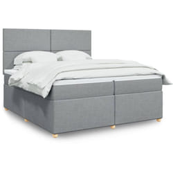 Vidaxl Sommier À Lattes De Lit Avec Matelas Gris Clair 200x200cm Tissu