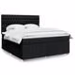 vidaXL Sommier à lattes de lit avec matelas Noir 180x200 cm Tissu lit lit à plate-forme lit à panneaux meuble de chambre