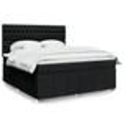 vidaXL Sommier à lattes de lit avec matelas Noir 180x200 cm Tissu lit lit à plate-forme lit à panneaux meuble de chambre