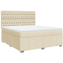 Sommier À Lattes De Lit Avec Matelas Crème 180x200 Cm Tissu Vidaxl