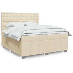 Vidaxl - Sommier À Lattes De Lit Avec Matelas Crème 200x200 Cm Tissu