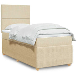 Vidaxl - Sommier À Lattes De Lit Avec Matelas Crème 80x200 Cm Tissu