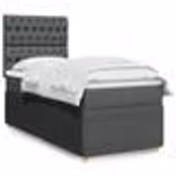vidaXL Sommier à lattes de lit et matelas Gris foncé 90x190 cm Tissu - 90 x 190 cm