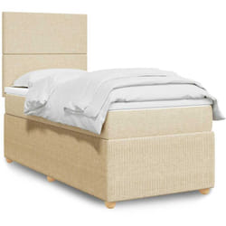 Vidaxl - Sommier À Lattes De Lit Avec Matelas Crème 100x200 Cm Tissu