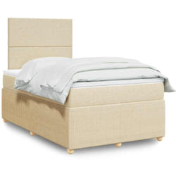 Sommier À Lattes De Lit Avec Matelas Crème 120x190 Cm Tissu Vidaxl