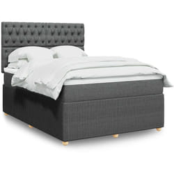 Vidaxl - Sommier À Lattes De Lit Avec Matelas Gris Foncé 140x190cm Tissu