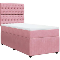 Vidaxl - Sommier À Lattes De Lit Avec Matelas Rose 90x190 Cm Velours